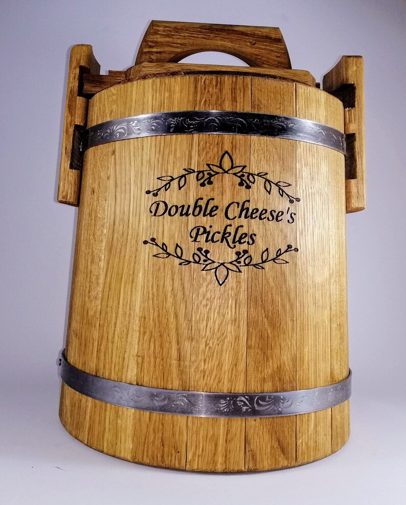 Gärfass, Gurkeneichenfass 3L-5L-10L-15L mit Deckel, Holzeimer für Sauerkraut, Fermenttopf, personalisierte Geschenke für Mama image 6