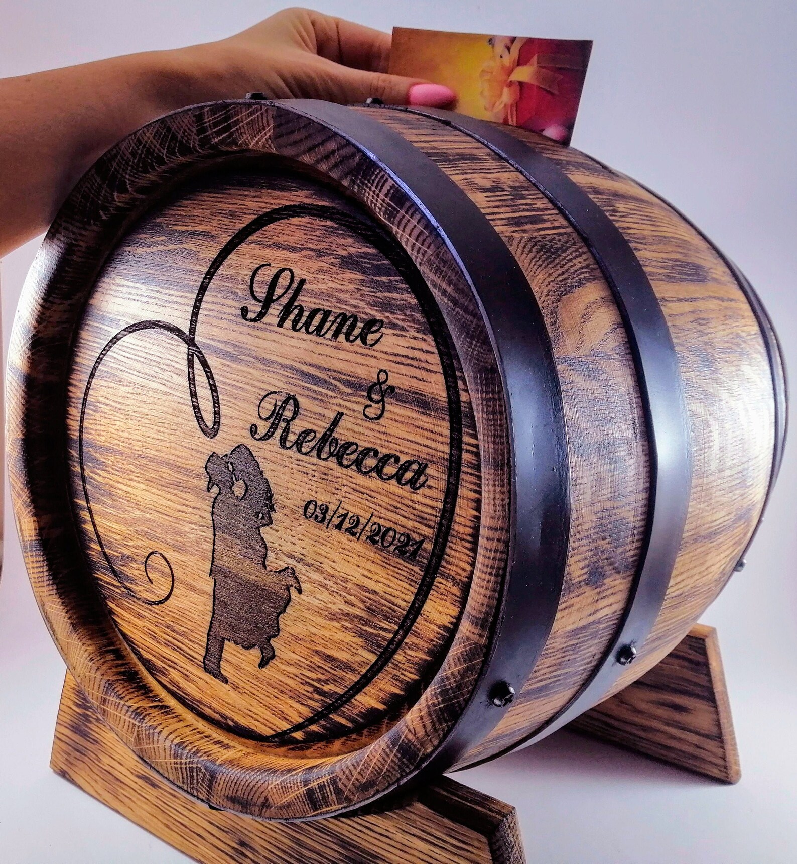 Wedding Barrel Card Box 10L Personalized Oak Whiskey Barrel Etsy