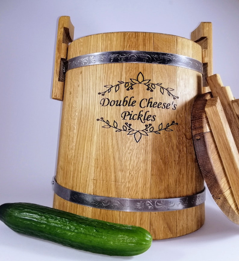 Gärfass, Gurkeneichenfass 3L-5L-10L-15L mit Deckel, Holzeimer für Sauerkraut, Fermenttopf, personalisierte Geschenke für Mama image 8