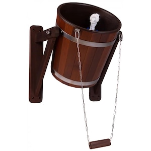 20L Wooden Sauna Shower/Waterfall Bucket-Thermo Ash with Stainless Steel or Plastic Insert-Cold Water Dousing System-Wellness Hydrotherapy