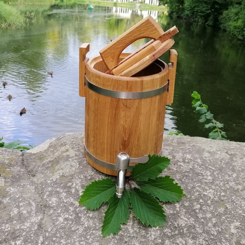 Kombucha Container Oak Barrel 3510L15L With Lid Wooden Etsy
