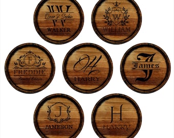 Personalized Wall Whiskey Barrel Head Sign, Custom Wine Oak Barrel Lid Wall Art, Vintage Bourbon Barrel Top, Unique Rustic Home & Bar Decor