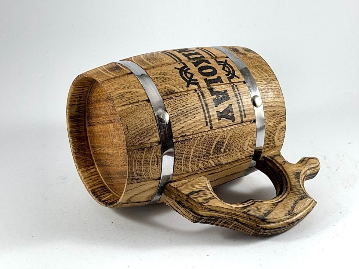 Wooden Beer Barrel Mug Oak Tankard 0.5 L Gift for Etsy UK