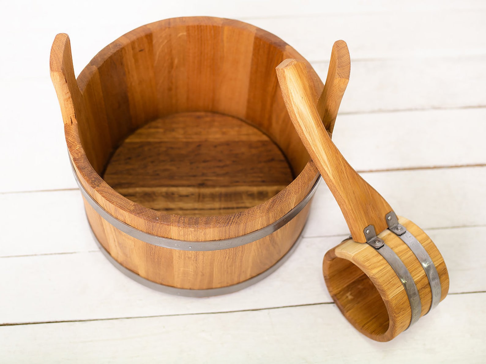 Wooden Sauna Bucket 10L Sauna Ladle Vintage Wood Barrel Oak Etsy