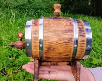 Personalized Oak Mini Whiskey Barrel 1-2 Liter Handmade Beer Barrel Wooden Wine-Bourbon Barrel Gift for Man Him Boyfriend Husband Wine lover