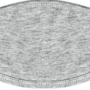 May include: A gray face mask made of soft, breathable fabric. The mask has a simple design with no embellishments.