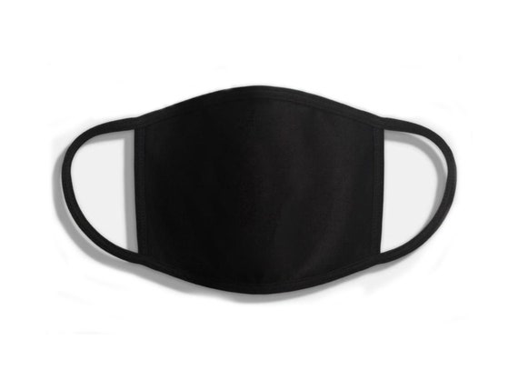 100% Premium Cotton 3 Layers Solid Black Face Mask Custom Printed Design Washable & Reusable Face or Mouth covering for Women and Men