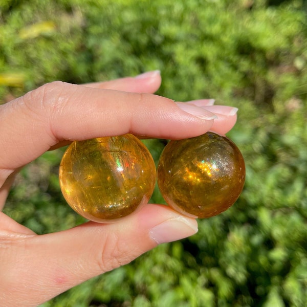 AAAA Honey Calcite Sphere, 30mm Rainbow Calcite Sphere, Calcite Crystal Sphere, Healing Crystal, Home Decor, Crystal Gift