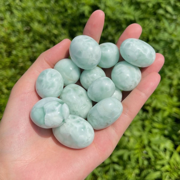 Green Angelite Tumble Stone, Tumbled Green Larimar, Crystal Tumble Stone, Healing Crystal, Energy Crystal, Gift, 3PCS