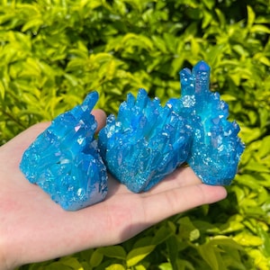 Aura Blue Quartz Cluster, Aura Crystal Cluster, Mineral Specimen, Aura Cluster, Healing Crystal, Raw Crystal, 100g-250g