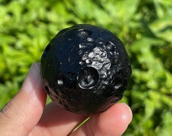 Esfera lunar de obsidiana negra, cristal curativo, piedra de meditación (40 mm)