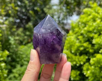 グレードA+ ファントムアメジストクォーツタワー（虹と鉄入り