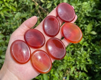Carnelian Worry Stone, AAA Polished Gemstone Palm Stone, Meditation Crystal