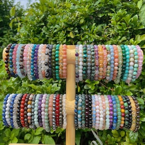 8mm Beaded Bracelet, Stretch Bracelet, Gemstone Bracelet for Women and Men, Energy Bracelet, Gift for Her, 70 Stones