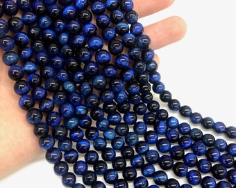 Blue Tiger Eye, Natural Tiger Eye Beads, Round Tiger Eye, Loose Beads, Strand Beads, 4mm, 6mm, 8mm, 10mm, 12mm, 14mm