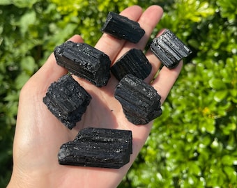 Raw Black Tourmaline, Rough Black Tourmaline Crystal Specimen, Genuine Black Tourmaline, Black Tourmaline Cluster, S, M, L