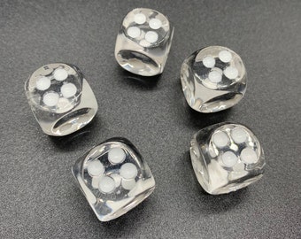 Clear Quartz Dice Set, Crystal Carved Gemstone Dice, Witchcraft (6PCS)