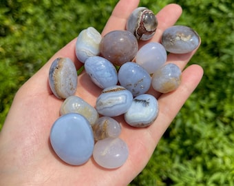 Blue Lace Agate Tumble Stone, Healing Crystal, Bulk Crystals