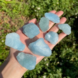 Cristal de aguamarina en bruto, piedra de aguamarina en bruto, espécimen de aguamarina, aguamarina azul natural, cristal curativo, S, M, L