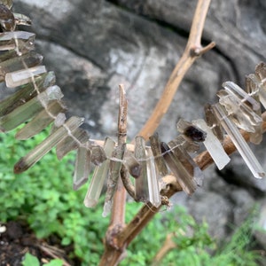 Natural Smoky Quartz Points Beads, Crystal Crown Beads, Hair Crafts, Crystal Necklace, Top Drilled Quartz Points