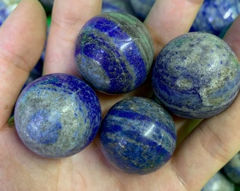 Sphère de Lapis Lazuli Naturel, Boule de Lapis Lazuli Bleu, Sphère de Cristal de Quartz, Boule de Cristal, Pierre d’Énergie, Cristal de Guérison