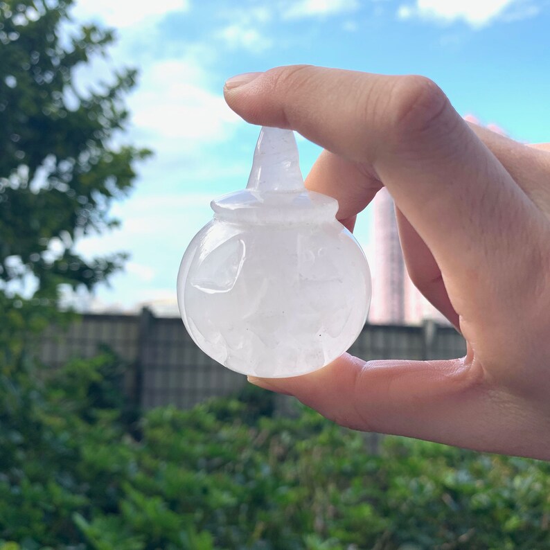 Natural Clear Quartz Pumpkin Carved Crystal Pumpkin Gemstone Pumpkin Meditation Halloween Crystal Halloween Pumpkin