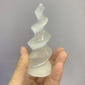 Selenit Twist, Selenithorn, Selenitturm, Selenit Spirale, etwa 10cm, Wohndeko, Home Decor