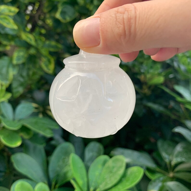 Natural Clear Quartz Pumpkin Carved Crystal Pumpkin Gemstone Pumpkin Meditation Halloween Crystal Halloween Pumpkin