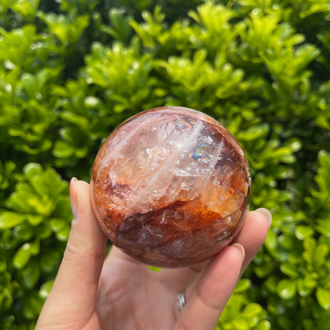 Rainbow Fire Quartz Sphere, Hematoid Quartz Sphere, Crystal Sphere