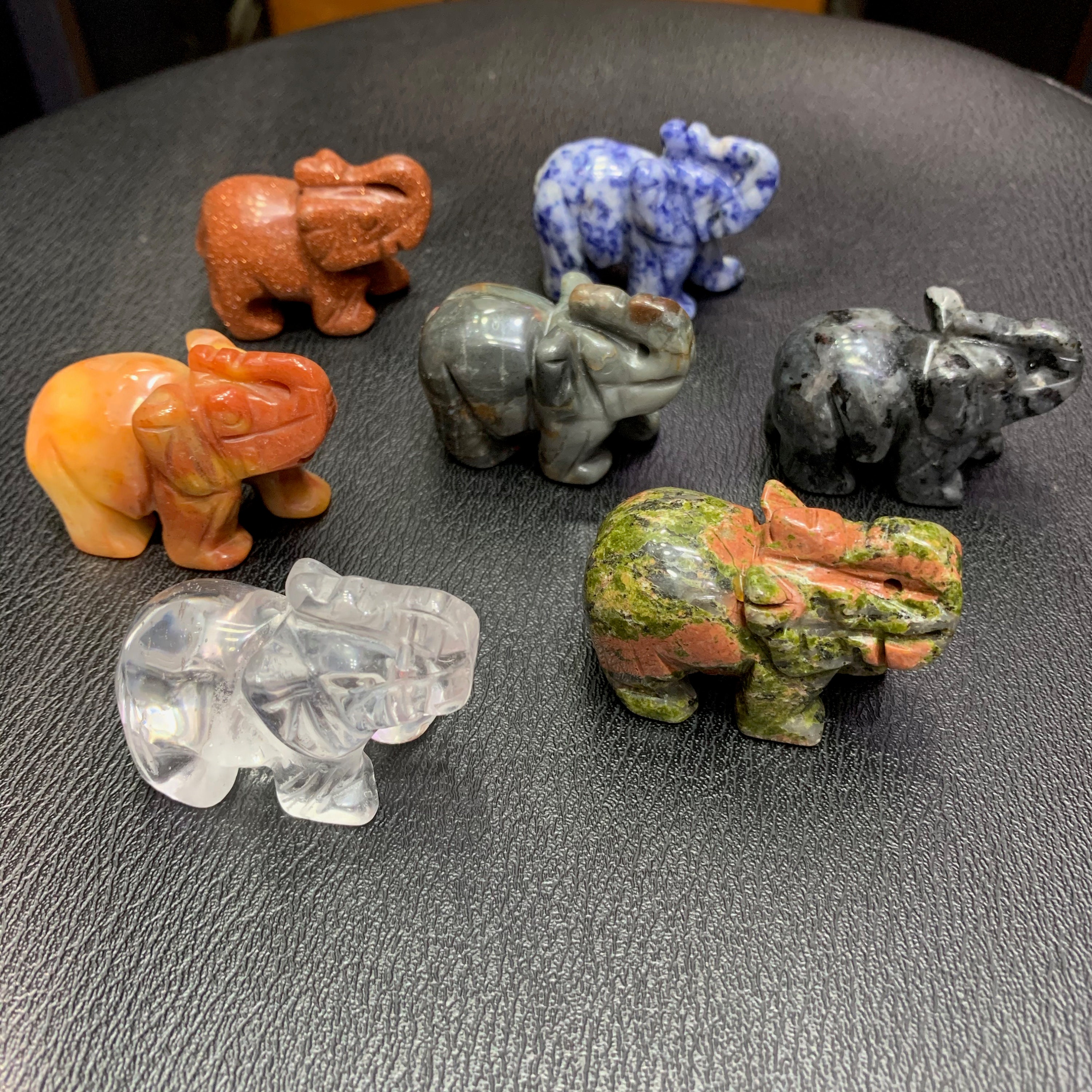 7 Kinds Elephant Crystal Carving Gemstone Figurine Healing Etsy