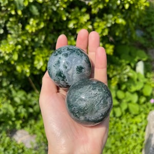 AAA Moss Agate Sphere, Heart Chakra Sphere, Polished Crystal Sphere, Growth Stone, Crystal Generator, Healing Crystal
