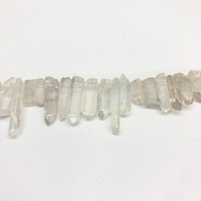 Clear Crystal Quartz Points Beads Crown Crystal Beads Crystal Strands Raw Crystal Points Beads Crystal Tower Beads