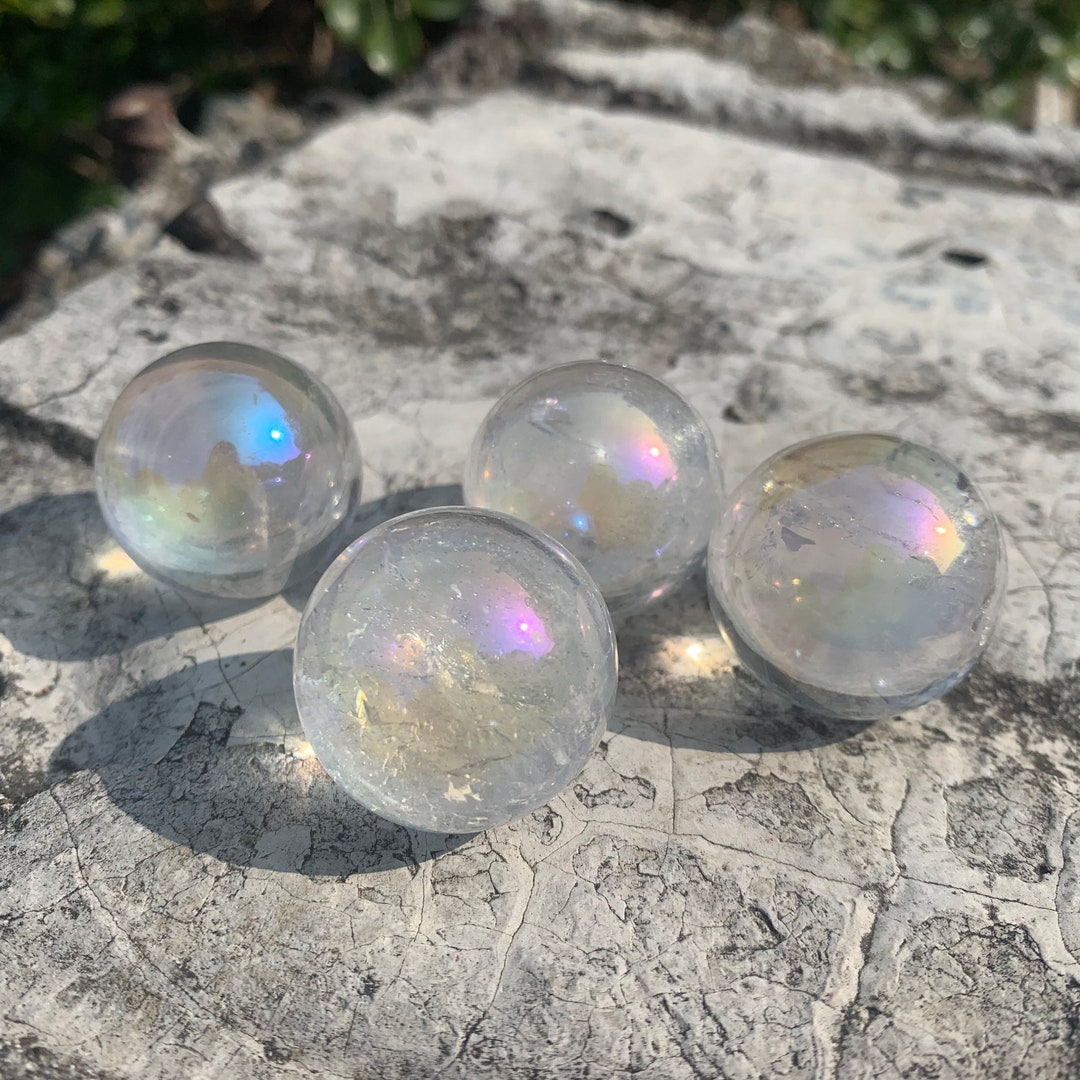 Aura Rainbow Clear Quartz Sphere, Aura Crystal Sphere for Crystal