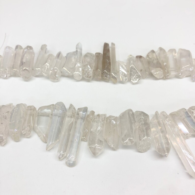 Clear Crystal Quartz Points Beads Crown Crystal Beads Crystal Strands Raw Crystal Points Beads Crystal Tower Beads