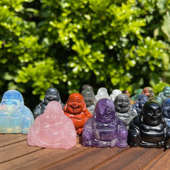 Gemstone Buddha Crystal Buddha Figurine Happy Buddha Etsy