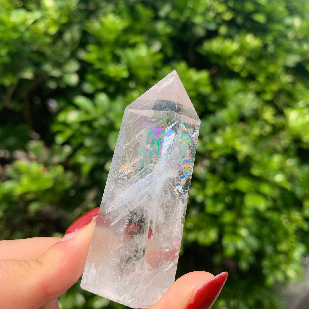 Natural Rainbow Clear Quartz Point, Healing Crystal Obelisk Etsy