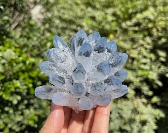 Amas de cristaux de quartz bleu de laboratoire, spécimen minéral, décoration d'intérieur (250 g-400 g)