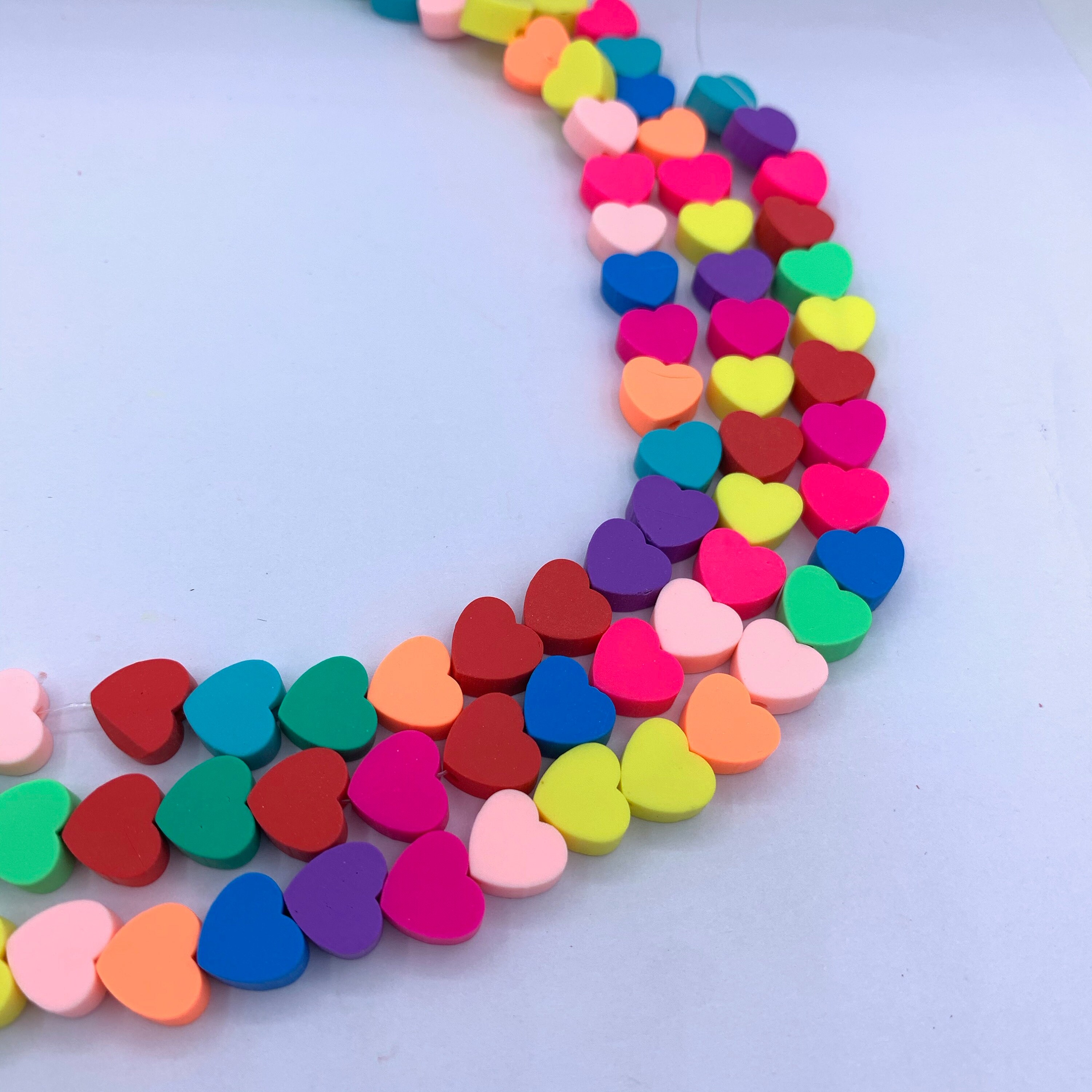 Multicolor Polymer Clay Beads Heart Shape 10mm Heart Shape Etsy
