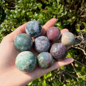 Natural Ocean Jasper Sphere, Polished Crystal Sphere, Gemstone Sphere, Energy Crystal, Healing Crystal, Home Decor, Gift