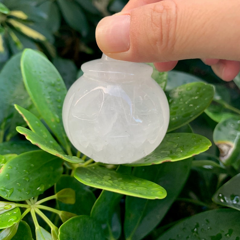 Natural Clear Quartz Pumpkin Carved Crystal Pumpkin Gemstone Pumpkin Meditation Halloween Crystal Halloween Pumpkin