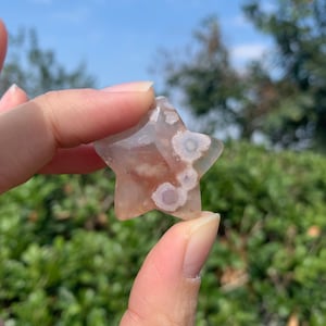 Natural Cherry Blossom Agate Star, Flower Agate Star, Crystal Carving, Crystal Quartz Star, Anniversary Gift, Healing Crystal