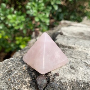 Natural Crystal Pyramid, Rose Quartz Pyramid, Healing Crystals, Meditation Stone, Chakra Pyramid, Gift for Her