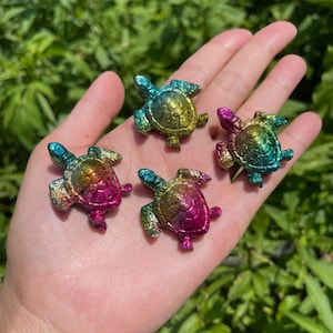 AAAA Rainbow Bismuth Turtle, Bismuth Crystal Turtle, Bismuth Animal Carving, Energy Crystal, Home Decor, Crystal Gift