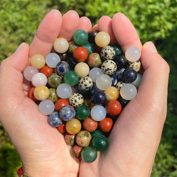 10pcs Gemstone Spheres Mini, Mixed Crystal Sphere, Healing Crystal, No Hole Beads, Bulk Crystals, Energy Crystal