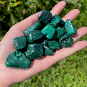 3PCS Malachite Tumble Stone, Polished Tumbled Malachite, Tumbled Crystals, Healing Crystal, Malachite Pocket Stone
