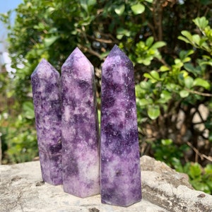 Natural Lepidolite Tower, Mica Tower, Crystal Quartz Point, Crystal ...