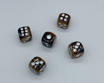 Tijgeroog edelsteen dobbelstenen set, geluksbrengers, 15 mm (6 stuks)