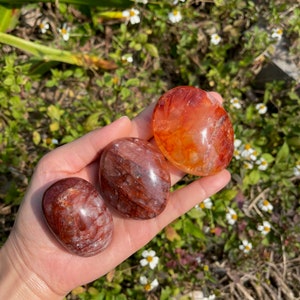 Rainbow Fire Quartz Palm Stone, Hematoid Palm Stone, Crystal Palm Stone, Healing Crystal, Calming Crystal,  S, M, L