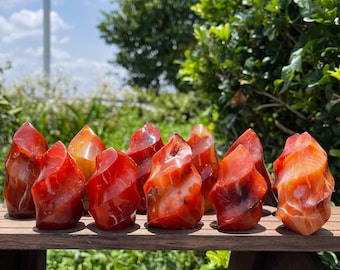 Natural Carnelian Flame, Red Agate Crystal, Home Decor