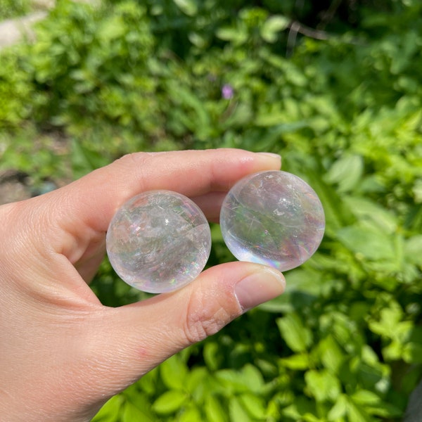 Clear Calcite Sphere with Rainbow, Optical Calcite Crystal Sphere, Energy Crystal, Healing Crystal, Gift for Her, 30mm